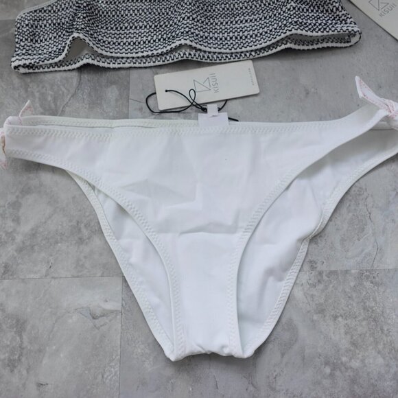 KISUII Bikini Set Large White Two Piece Halter Smocked Hipster Bikini BARNEYS - Picture 5 of 16